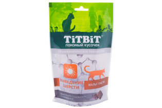 Лакомство для кошек TiTBiT «Хрустящие подушечки» с говядиной для выведения шерсти (60 г х 6 шт.)