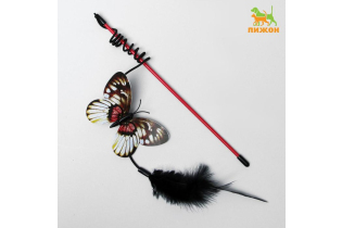Дразнилка «Бабочка» с перьями, микс цветов