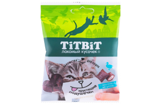 Хрустящие подушечки TitBit для кошек с паштетом из утки (30 г х 5 шт.)