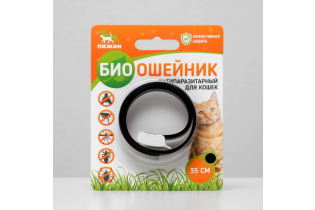 Биоошейник антипаразитарный «ПИЖОН» для кошек от блох и клещей, черный, 35 см
